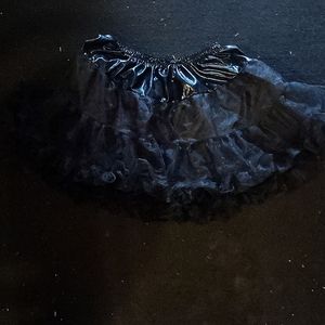 Black Wet Look PVC Mini Ruffle Tutu
